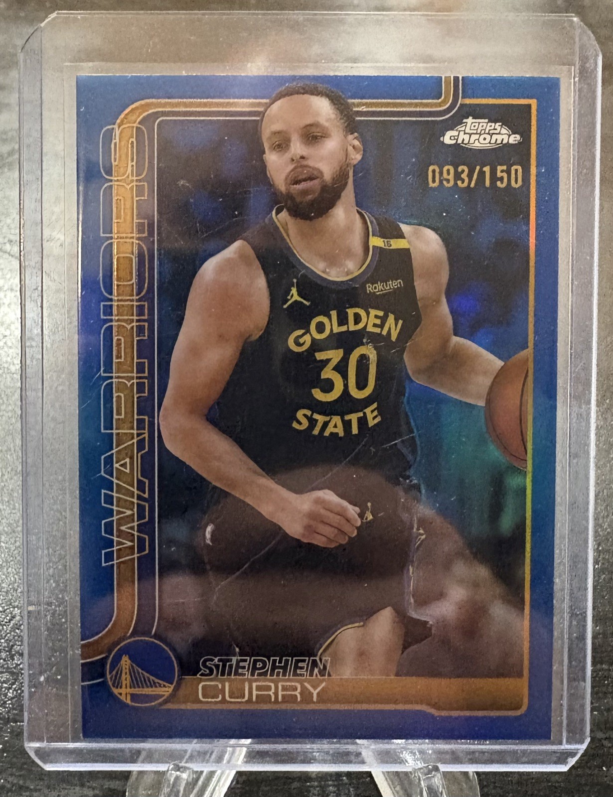 2025 Topps Chrome Stephen Curry True Blue Refractor /150 Warriors #201  