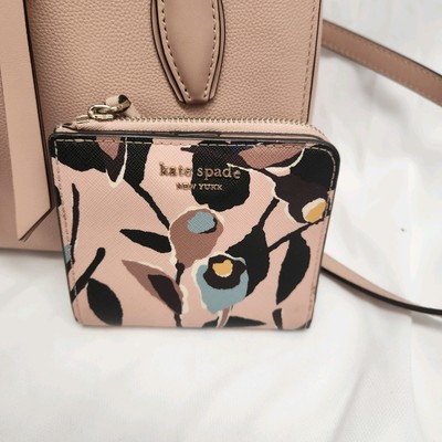 Kate Spade Cameron Paper Rose 1-zip Bifold Wallet MINT