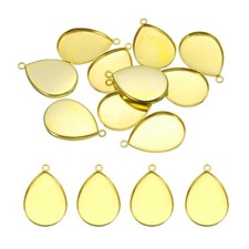 10Pcs 18 x 24mm Pendant Trays for Jewelry Making, Gold Tone
