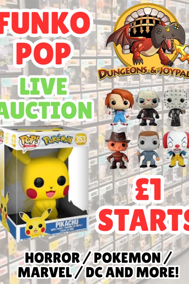 Funko Pop LIVE Auction!  £1 Starts!  Pokemon / Horror / Marvel + More!
