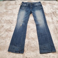 Express Jeans Womens 6R Stella Bootcut Low Rise Blue Dark Wash Denim Distressed