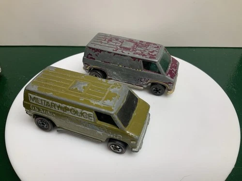 Hot Wheels Redlines - Super Van Junk Lot Of 2: Plum Motocross And Olive US Army