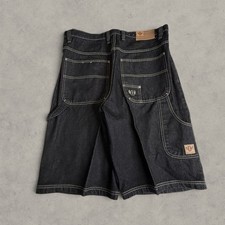 Y2K JNCO Style Emboidered Baggy Black Denim Jorts Men OUTKAST
