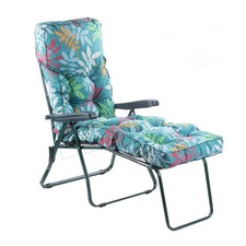 Alfresia Garden Sunlounger Chair - Green Frame with Classic Green Leaf Cushion