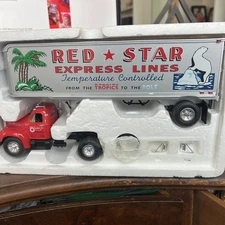1960 MODEL B-61 MAC TRACTOR TRAILER FIRST GEAR 19-1510 RED STAR EXPRESS open Bo 