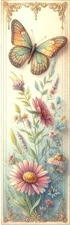 BUTTERFLY & FLOWERS,BIRDS,FAIRIES,DOGS-BOOKMARKS - WITH TASSEL #1