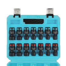 DURATECH 14PCS 3/8" Universal Impact Swivel Socket Set Shallow Wobble SAE Metric