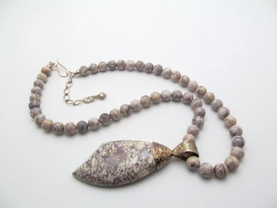 Jay King 925 Sterling Silver Wild Horse Jasper 8mm Ball & Thick Spike Necklace