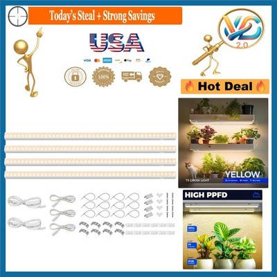 4-Pack 2ft T5 Grow Lights Full Spectrum Indoor Plants Greenhouse Plug & Play