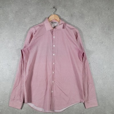Vintage Kenneth Cole Langarm Button Down Hemd Herren Large Rosa Slim Fit
