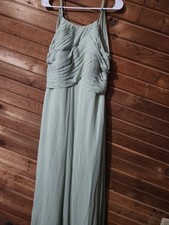 Azazie Womens A16 Green  A-Line Pleated Chiffon Maxi Bridesmaid Dress Bridal