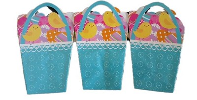 3 New Chick and Eggs Easter Treat - Candy - Gift Bags With Glitter - Fast Ship