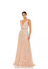 MAC DUGGAL 5215 DEEP V-NECK BEADED BLUSH GOWN DRESS sz 4 NEW