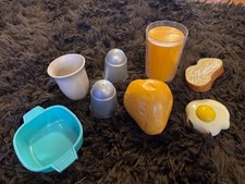 Lot VTG Pretend Play Food for Kitchen Cup of Orange Juice Bread Egg Fruit Salt
