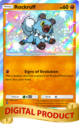shiny rockruff pokemon card Pokemon Pocket TCG Trading Card Game 1 Star Shiny Rockruff Mega Rising  DIGITAL