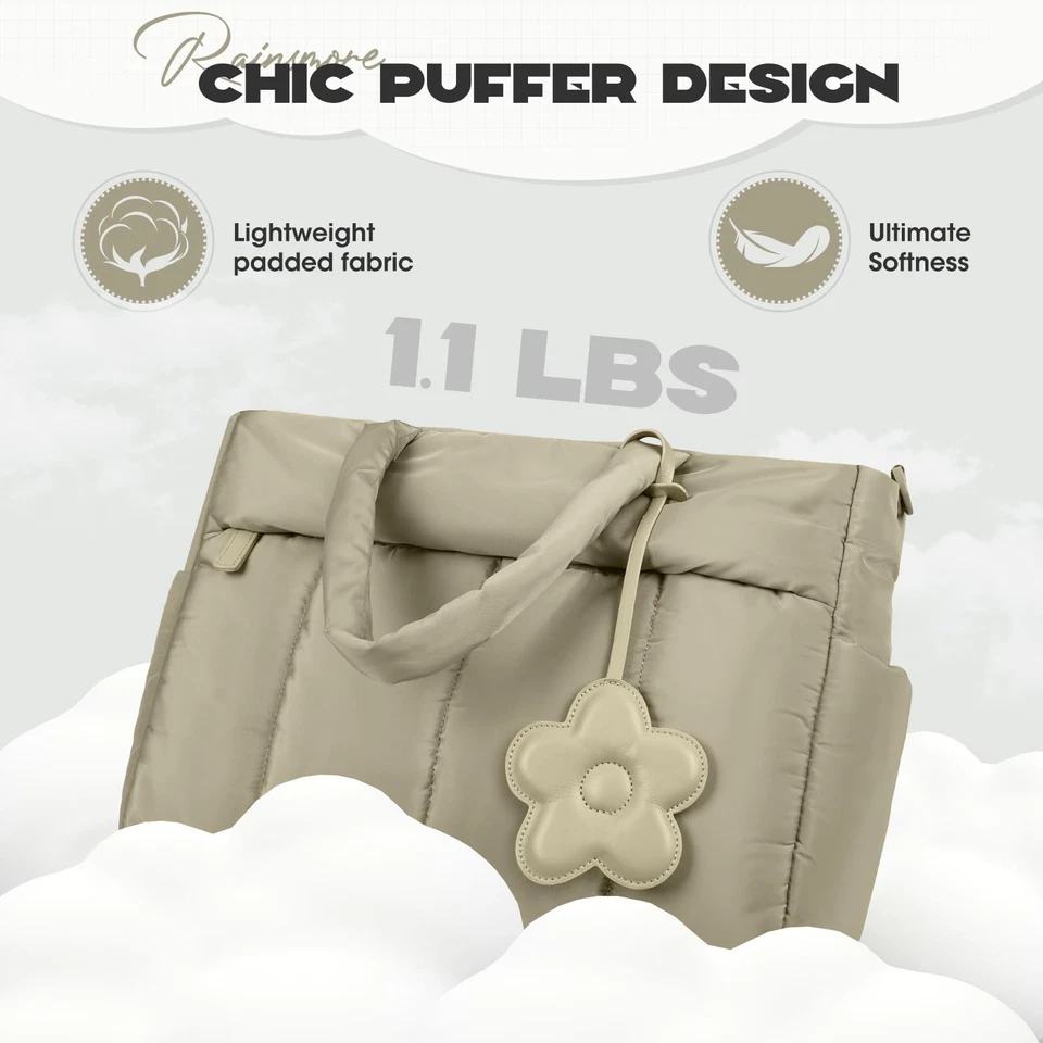 Bolso de Mano para Laptop para Mujer 15.6 Pulgadas Ligero Puffer Bolso de Trabajo Acolchado... Foto 2 de 4