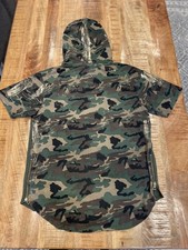 Makobi Mens StreetWear Rich 4 Ever Short Sleeve Hoodie Camo/Gold Large