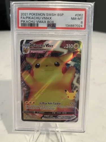 PSA 8 MINT Pikachu VMAX SWSH062 Celebrations HOLO PROMO Pokemon Card