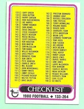 (1) UNMARKED CHECKLIST 1980 TOPPS # 246 NFL FOOTBALL NM CARD (M9523)