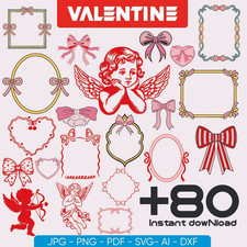 Paquete de cinta y marco de San Valentín SVG - 80 diseños vectoriales