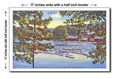 Rhode Island 1940s - Boat house and lake, Roger Williams Park, - 11x17 Poster
