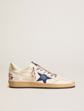 Golden Goose Ball Star Blue Suede Star and Platinum Leather Heel Tab - Men's