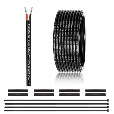 18 Gauge 2 Conductor Electrical Wire 25FT, UL 2464 18 AWG 2 Wire Cable