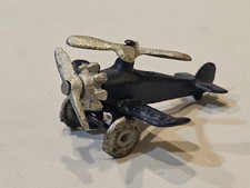 Vintage Cast Iron Reproduction Toy Airplane HUBLEY GIRO Plane Blue Silver Enesco