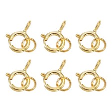 5mm Spring Ring Clasps with Open Jump Ring, 6 Set Clasps, Gold Tone