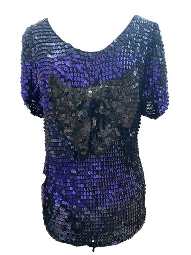 Sonia Rykiel, Vintage Rare Sonia Rykiel designer Sequin Top with Bow embellishment