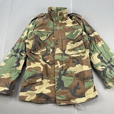 VTG US Army M65 Field Jacket Mens Small Woodland Camo Cold Weather Coat Hood USA
