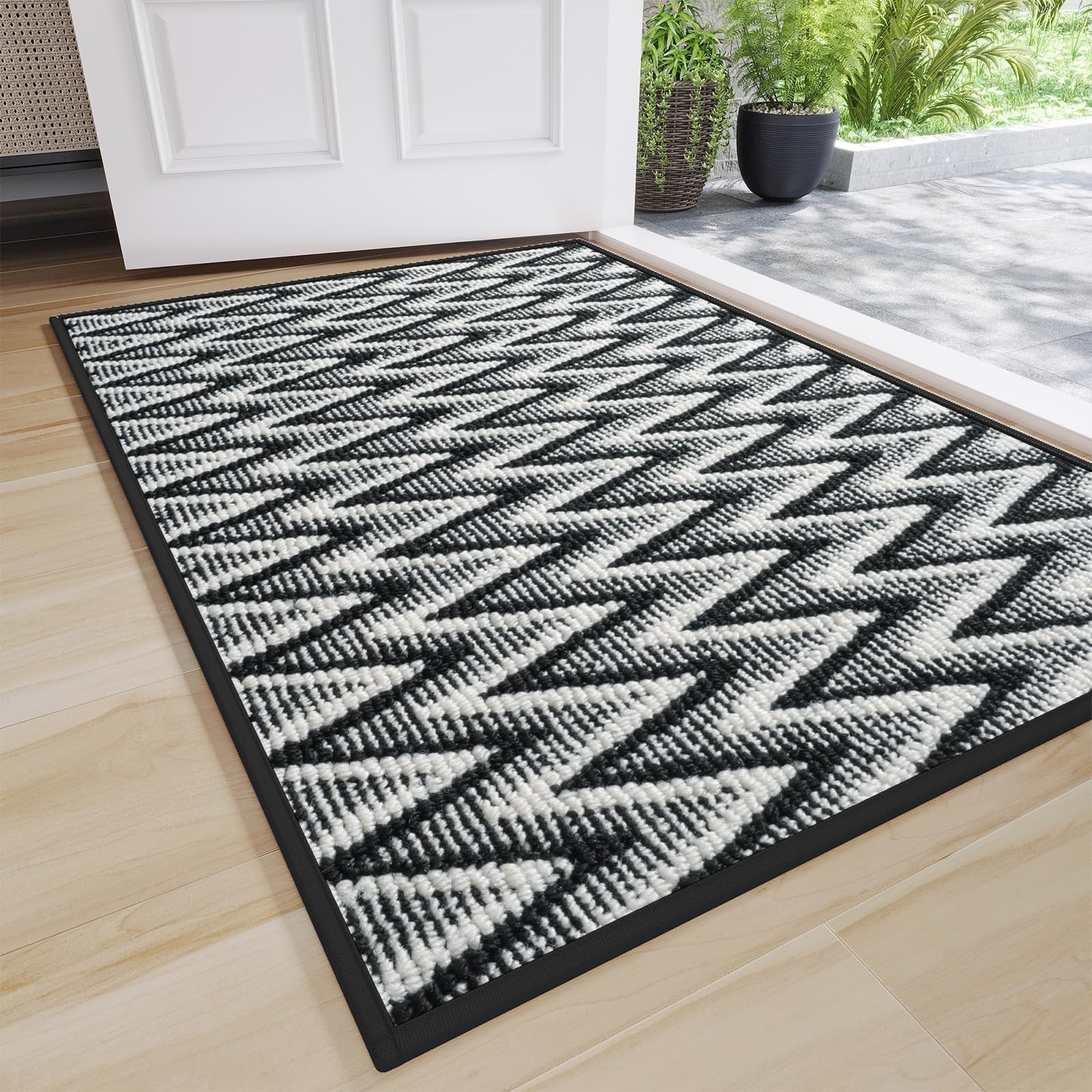 Non-Slip Indoor Door Mat 17x30 Absorbent Dirt Trapping Rubber Backing