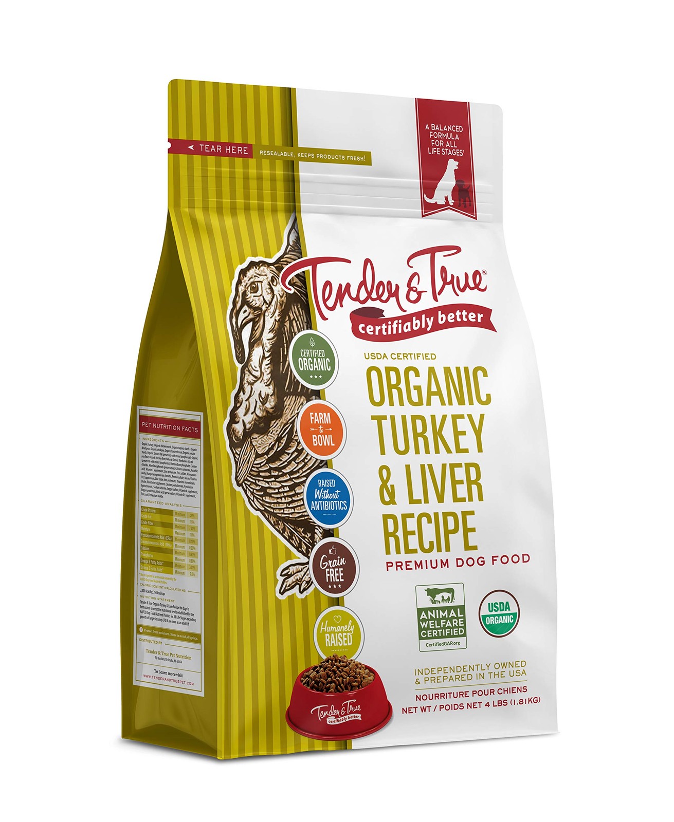 Organic Turkey & Liver Recipe Dog Food, 4 lb