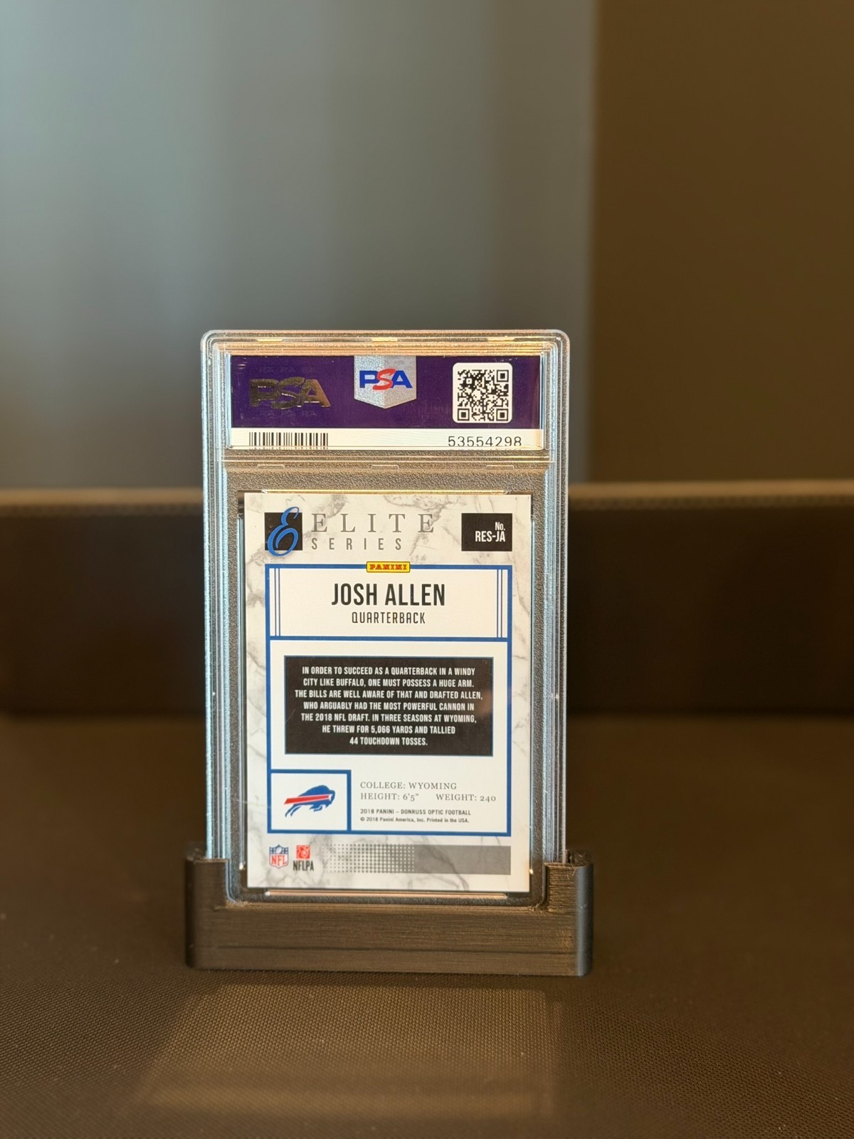 2018 Donruss Optic Elite Series Rookies Josh Allen PSA 10 Gem Mint RC RES-JA view 2