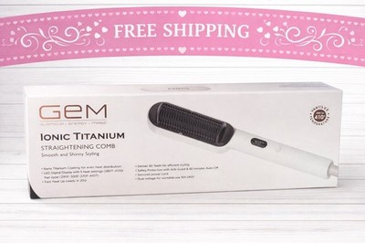 GEM Ionic Titanium Straightening & Smoothing Styling Comb W/4 LED Digital Temps.