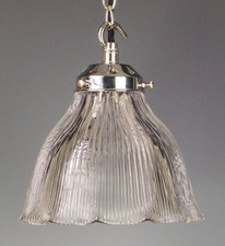 Original Holophane Pendant Ceiling Light – Vintage Industrial Glass Shade