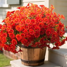 16 Bundles UV Resistant Faux Flowers - Boxwood Morning Glory for Outdoor Plant