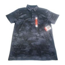 Reebok Men's Performance Polo Shirt Men's Medium Black Blue Short Sleeve New NWT