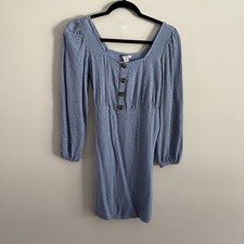 American Eagle Women XS Blue Floral Boho Long Sleeve Square Neck Mini Dress NWT