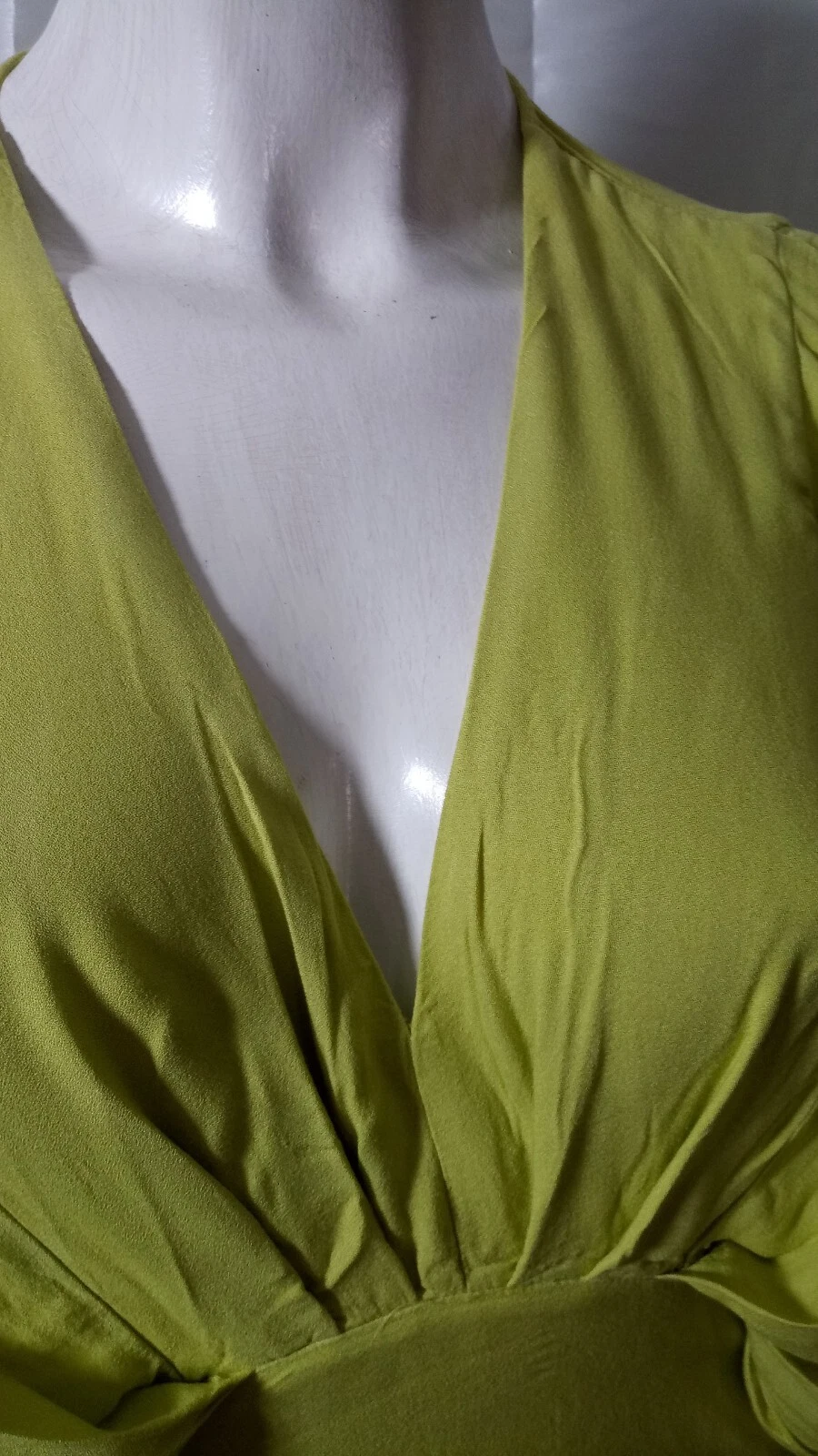 VETEMENTS YFB Abbigliamento Vestito Donna Asimmetrico Increspato Verde Limone Tg XSmall Dolman Slv