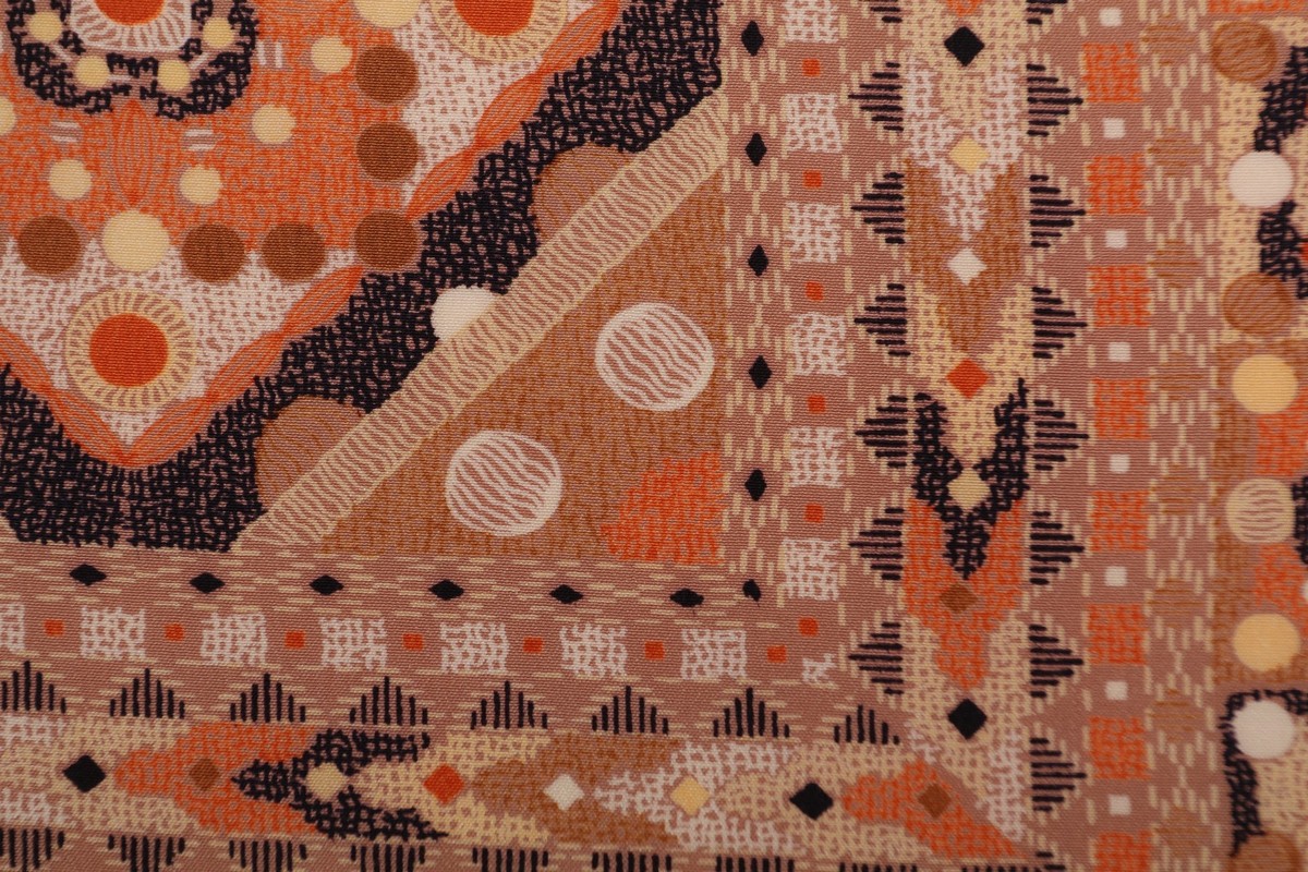 Foulard Authentique Michel Paris En Soie 100% - Motif Géométrique Marron, Occasion En Très Bon état