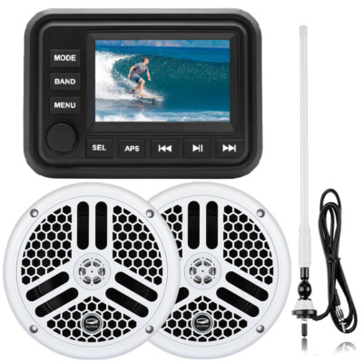 Marine Audio Package w/ Waterproof USB/MP5/Bluetooth/FM AM Radio for ATV UTV RV