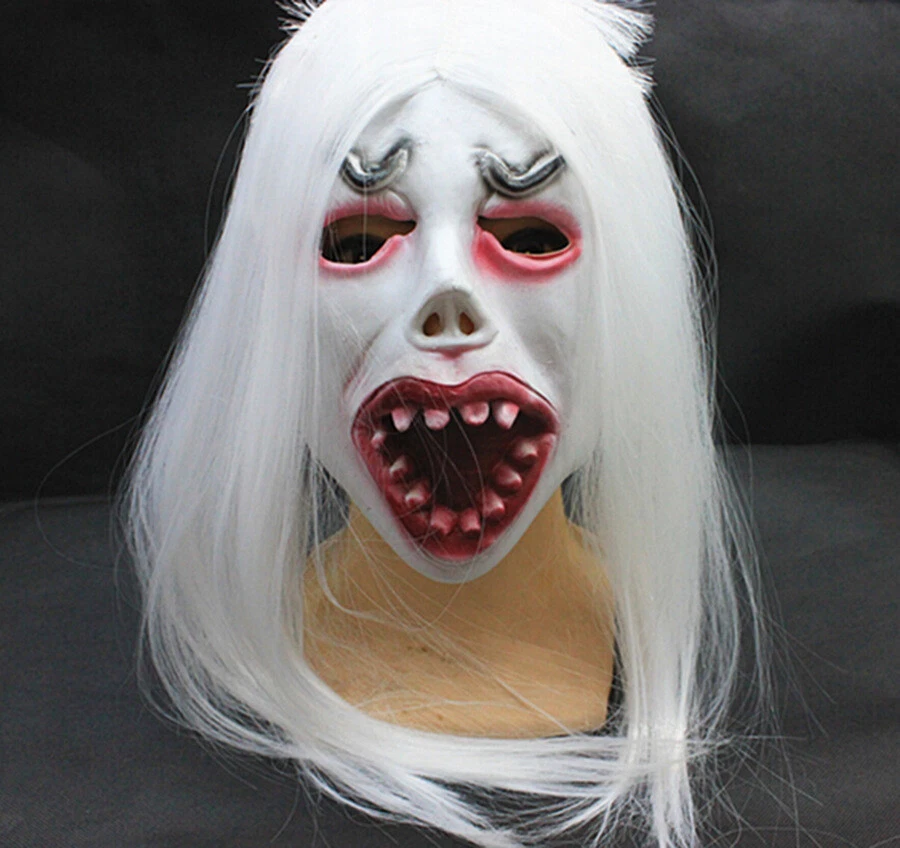 Halloween Spooktacular Latex White Hair Devil Scary Horror Masks - Image 3 of 4