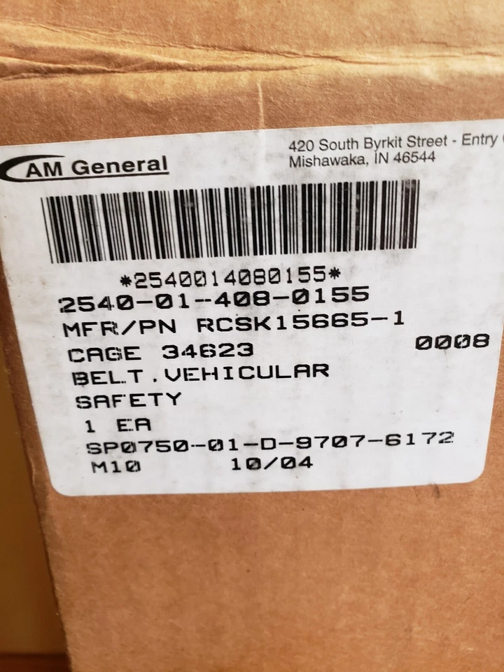 Cinturón de seguridad general AM, vehicular, P/N RCSK15665-1, NSN 2540-01-408-0155 Foto 3 de 3