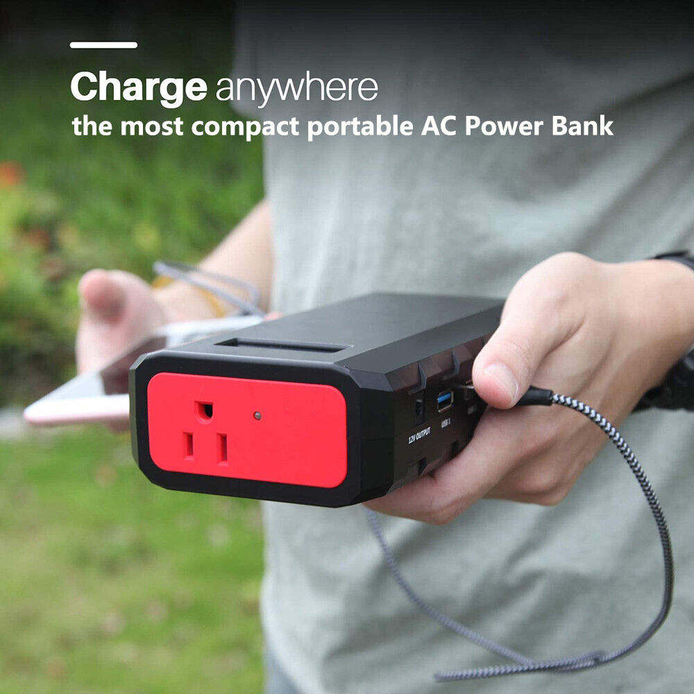 Portable Power Station 65W AC DC Outlet Fast Charger Camping Battery Power Bank