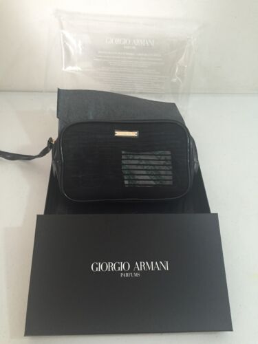 Giorgio Armani Parfums Cosmetic Makeup Case Pouch Bag Purse Clutch in Black NIB - Picture 1 of 5