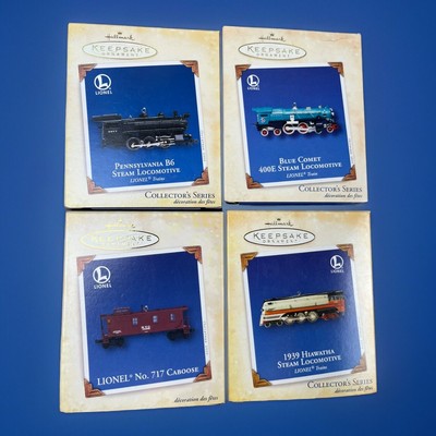 Hallmark Lionel Blue Comet, Pen B6, Hiawatha, Caboose Keepsake Ornament Lot NEW
