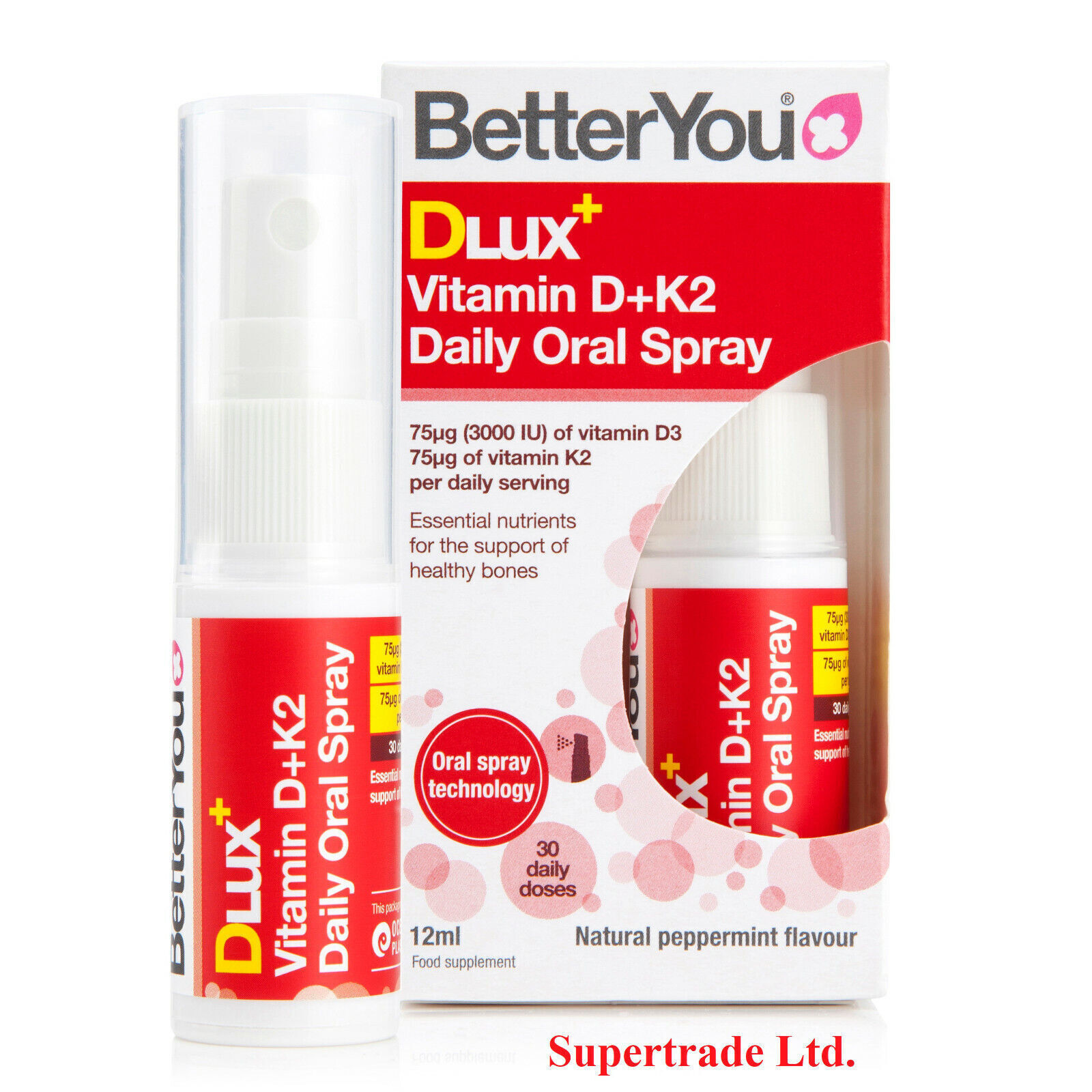 BetterYou DLux+ Vitamin D + K2 Daily Oral Spray - 12ml X 6