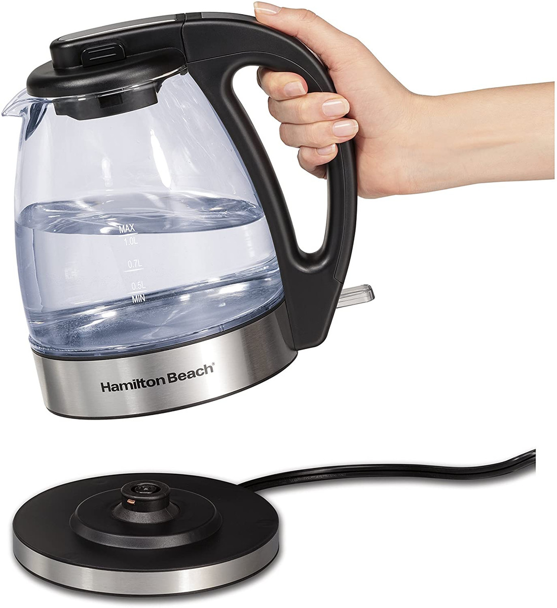 Hamilton Beach Glass Electric Tea Kettle, Water Boiler u0026amp; Heater, 1 L,  Cordless, | eBay