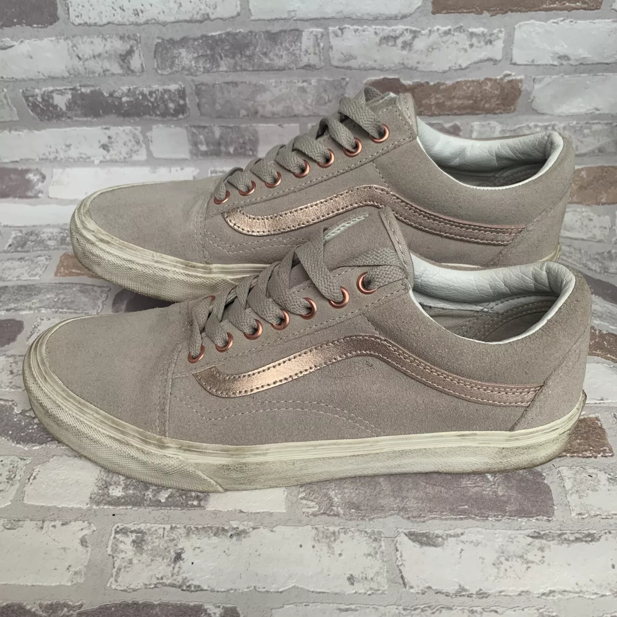 Classic VANS Old Skool Skater Shoes Sneakers Oatmeal Rose Gold